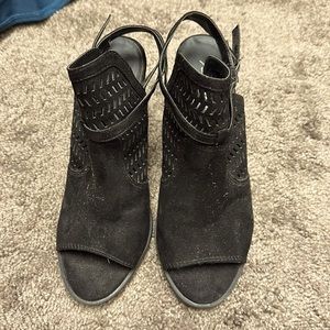 Open toe bootie style wedges